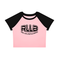 Rise Luxe Women's Color Block Raglan Crop T-Shirt – Pink & Black Cotton Spandex, S–XL