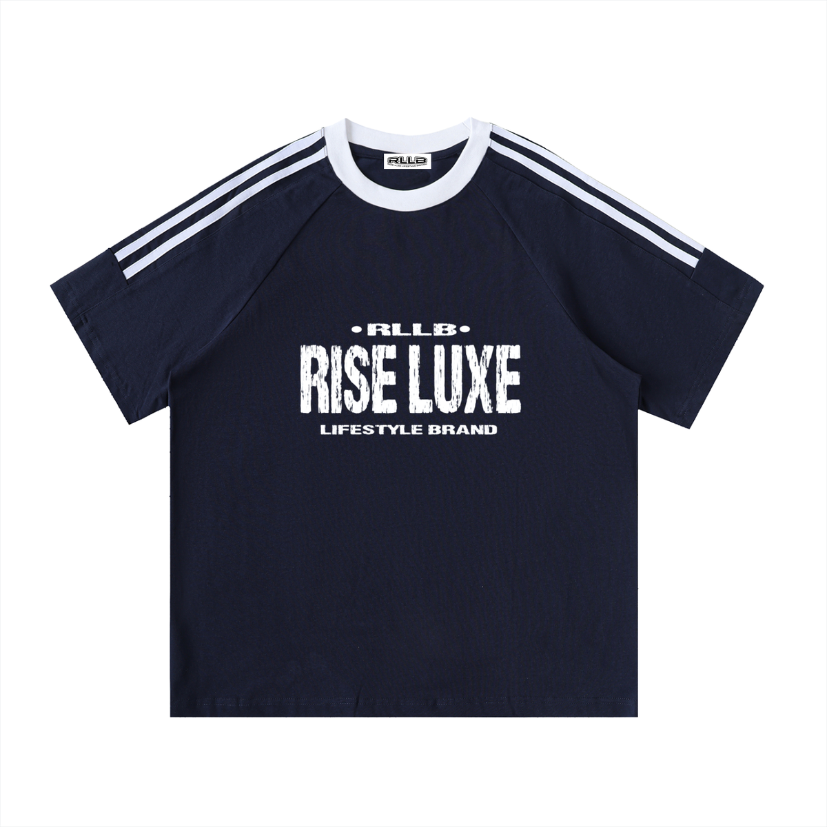 Contrast Tape Crewneck Cotton T-Shirt (S–3XL)