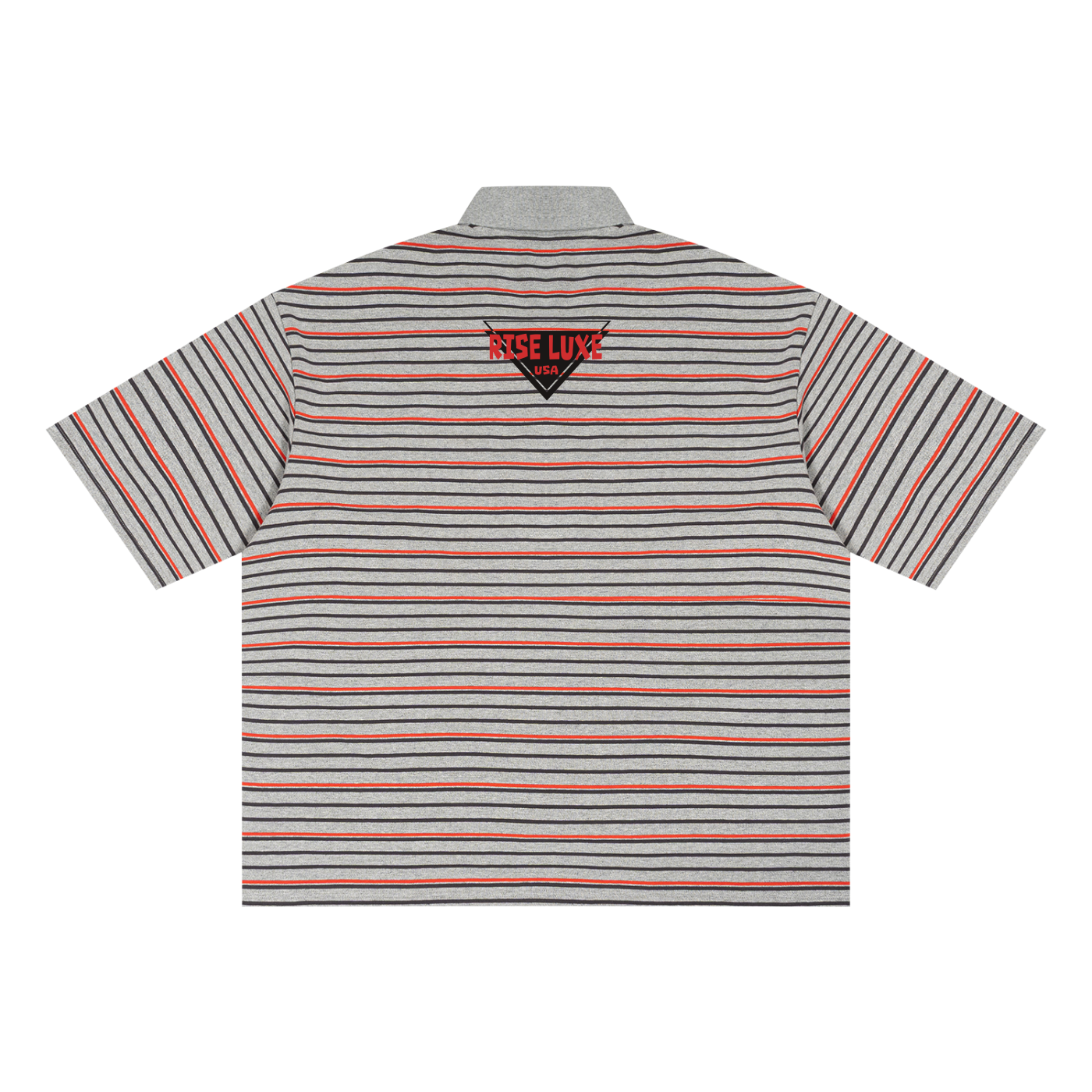 Rise Luxe Classic USA Unisex Striped Boxy Collared Polo Shirt (S-2XL)