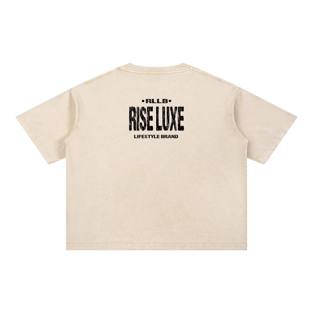 Rise Luxe From Smoke Rose Mineral Wash Boxy Cotton T-Shirt – Light Apricot | S–2XL