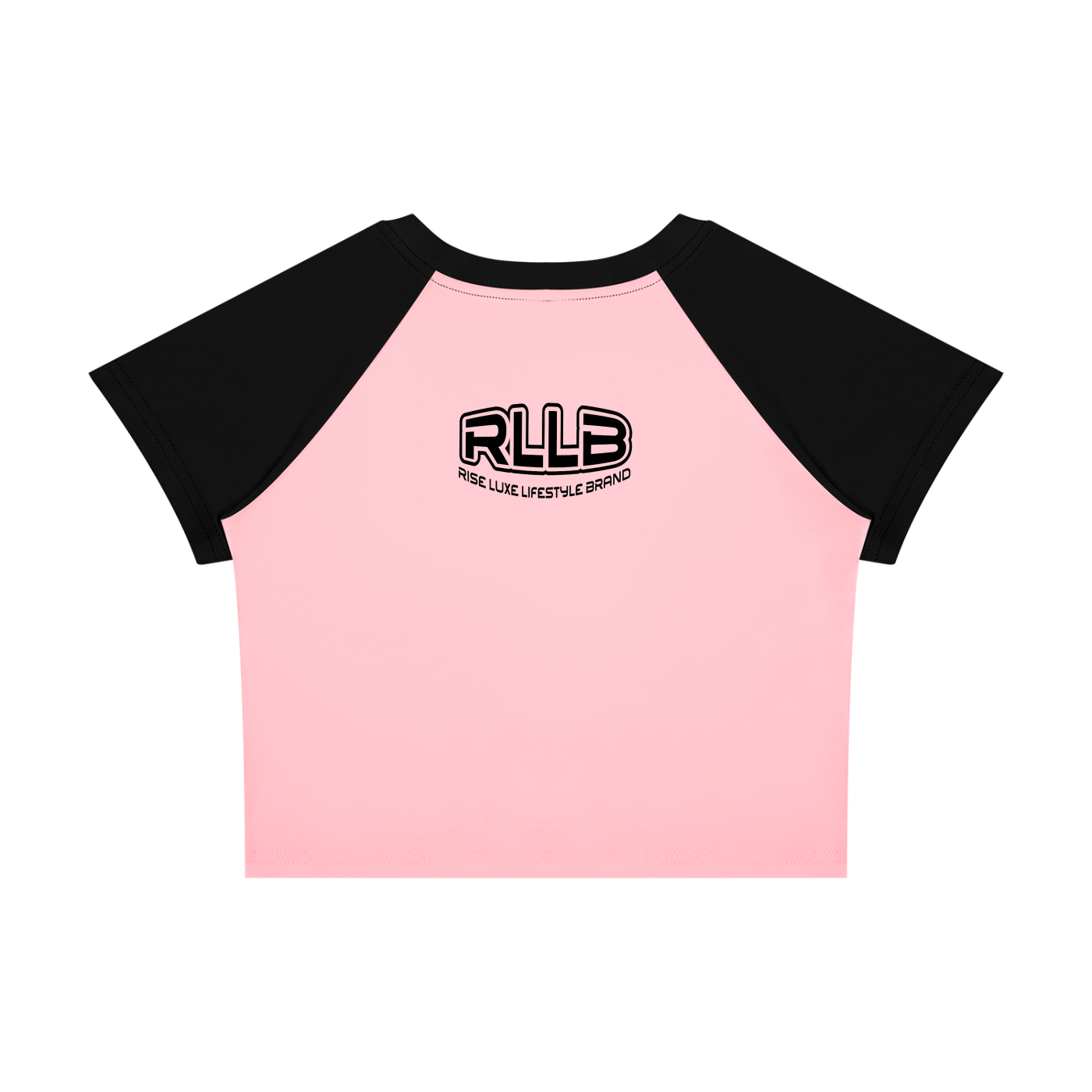Rise Luxe Women's Color Block Raglan Crop T-Shirt – Pink & Black Cotton Spandex, S–XL
