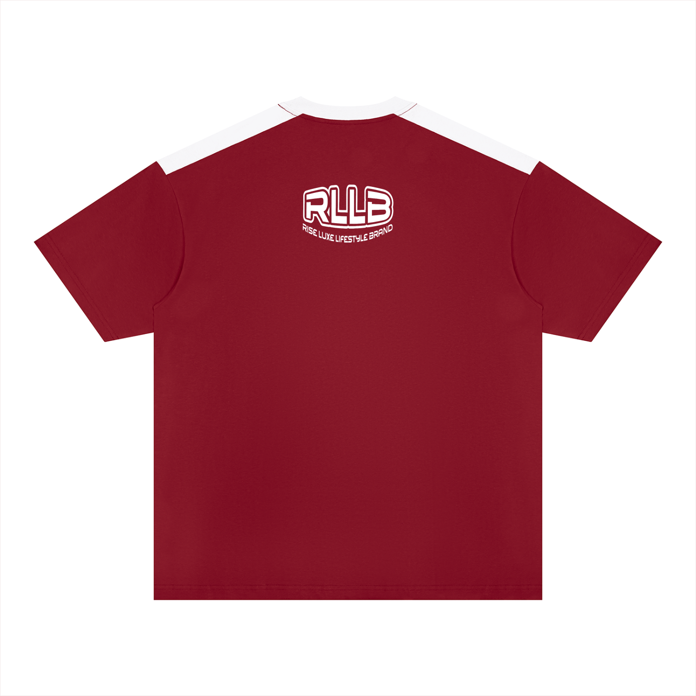 Rise Luxe Unisex Color Block Oversized T-Shirt – Wine Red & White Drop Shoulder Cotton, S–3XL