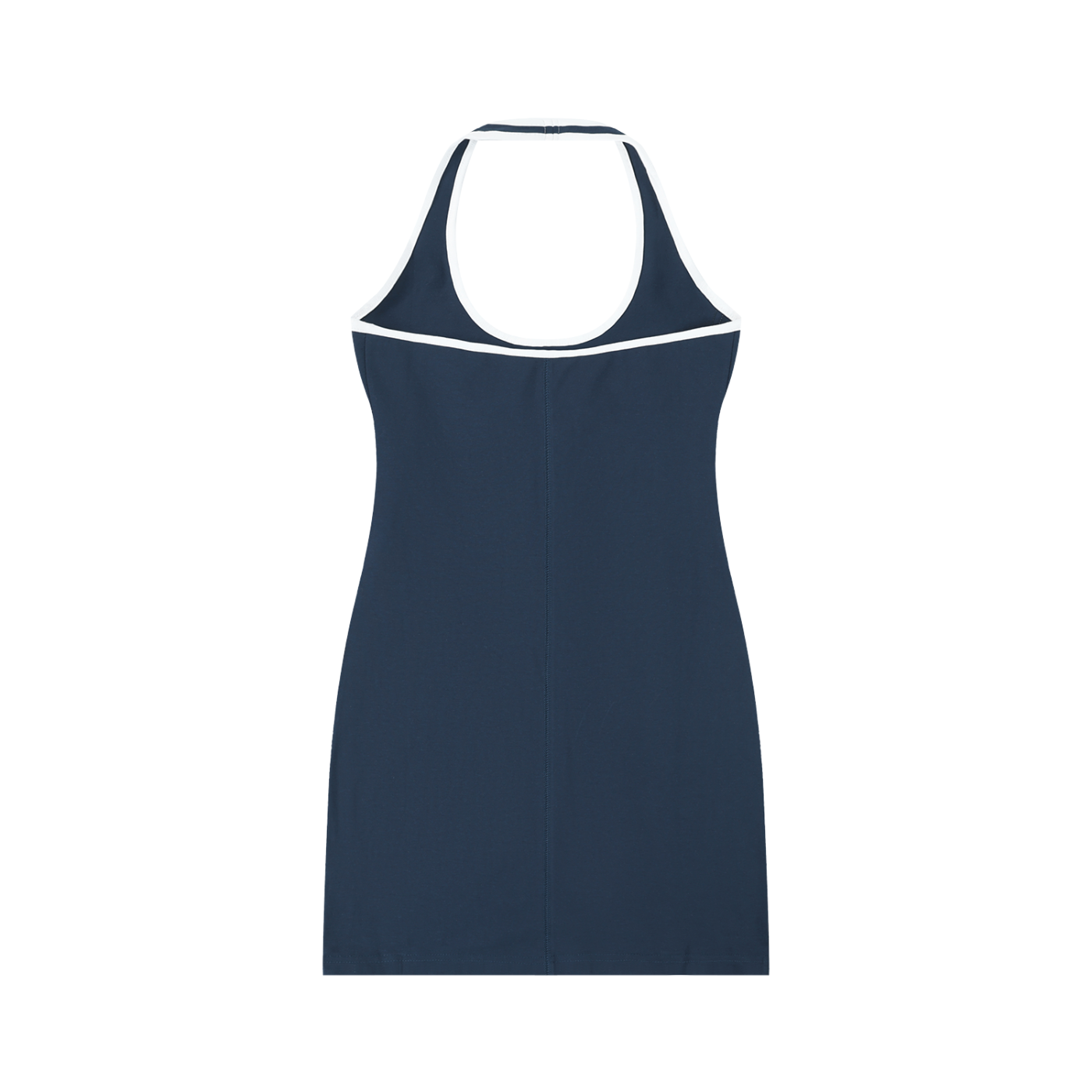 Rise Luxe Women's Bodycon Halter Dress – Navy Blue & White Cotton Spandex, S–XL