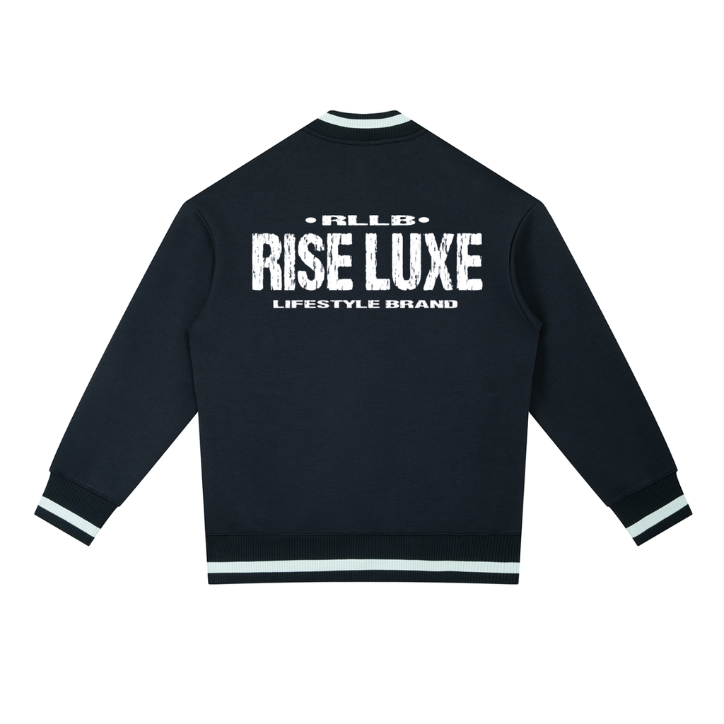 Rise Luxe Scripted Contrast Piping Zip Bomber Jacket (XS-2XL)