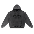 Rise Luxe Snow Wash Oversized Hoodie – Black | Distressed Stamp | S–XL