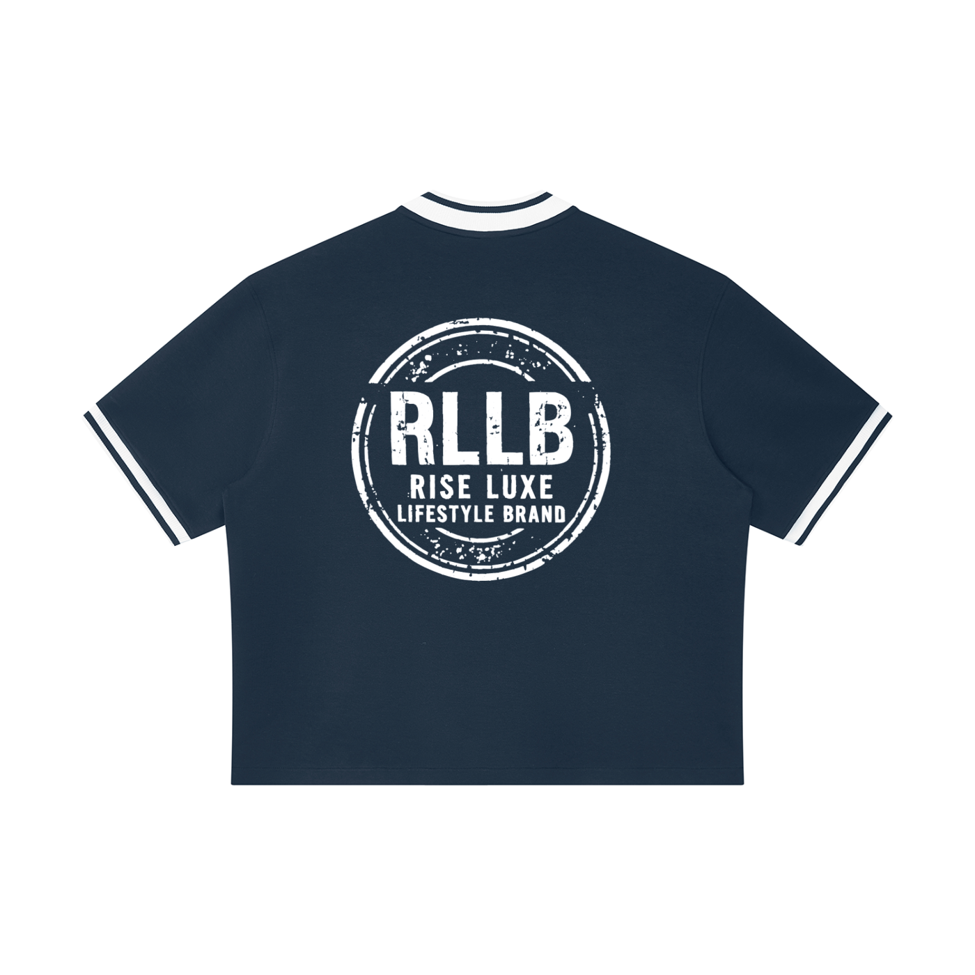 Rise Luxe Signature Unisex Oversized Baseball Jersey – White, Black & Navy Blue V-Neck Cotton Blend, S–XL