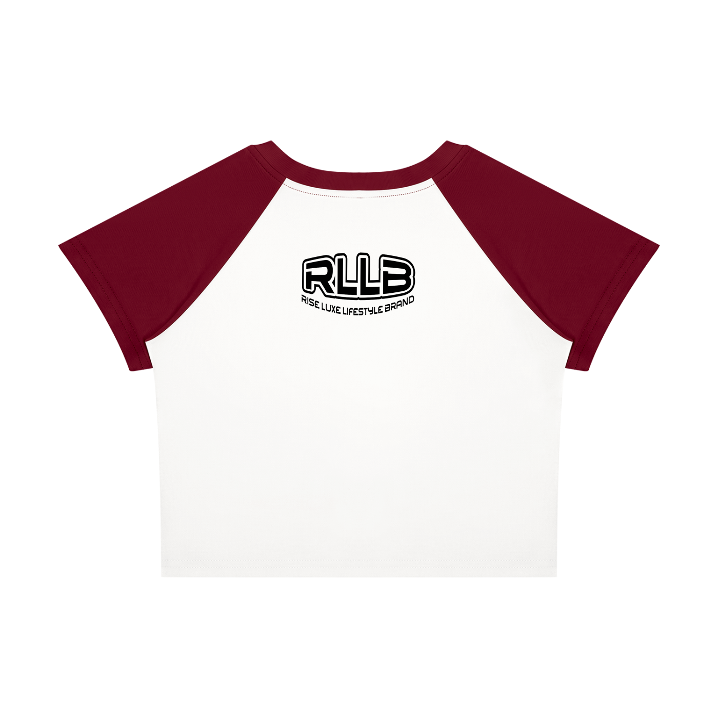 Rise Luxe Women's Color Block Raglan Crop T-Shirt – White & Wine Red Cotton Spandex, S–XL