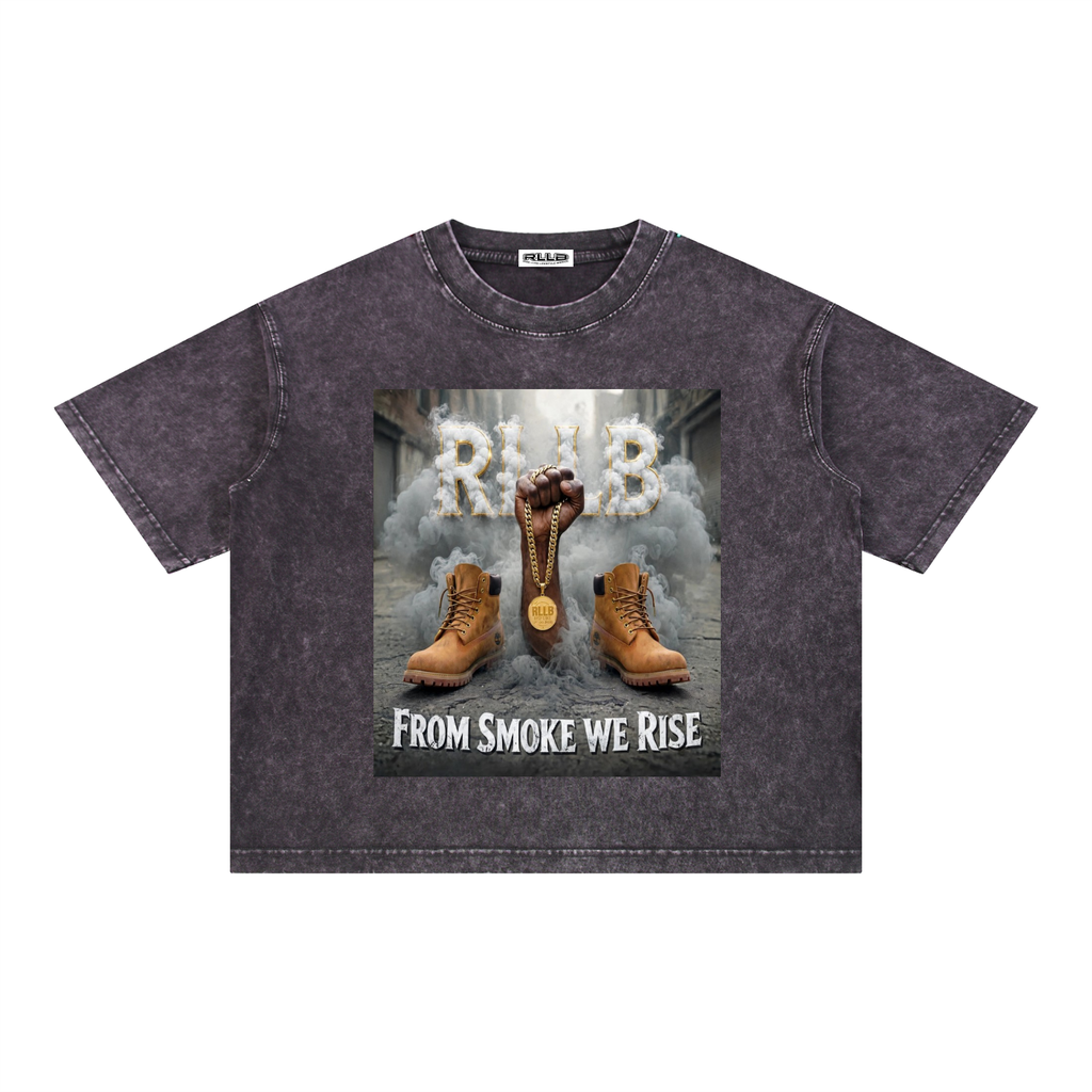 Rise Luxe From Smoke Fist Mineral Wash Boxy Cotton T-Shirt – Dark Gray | S–2XL