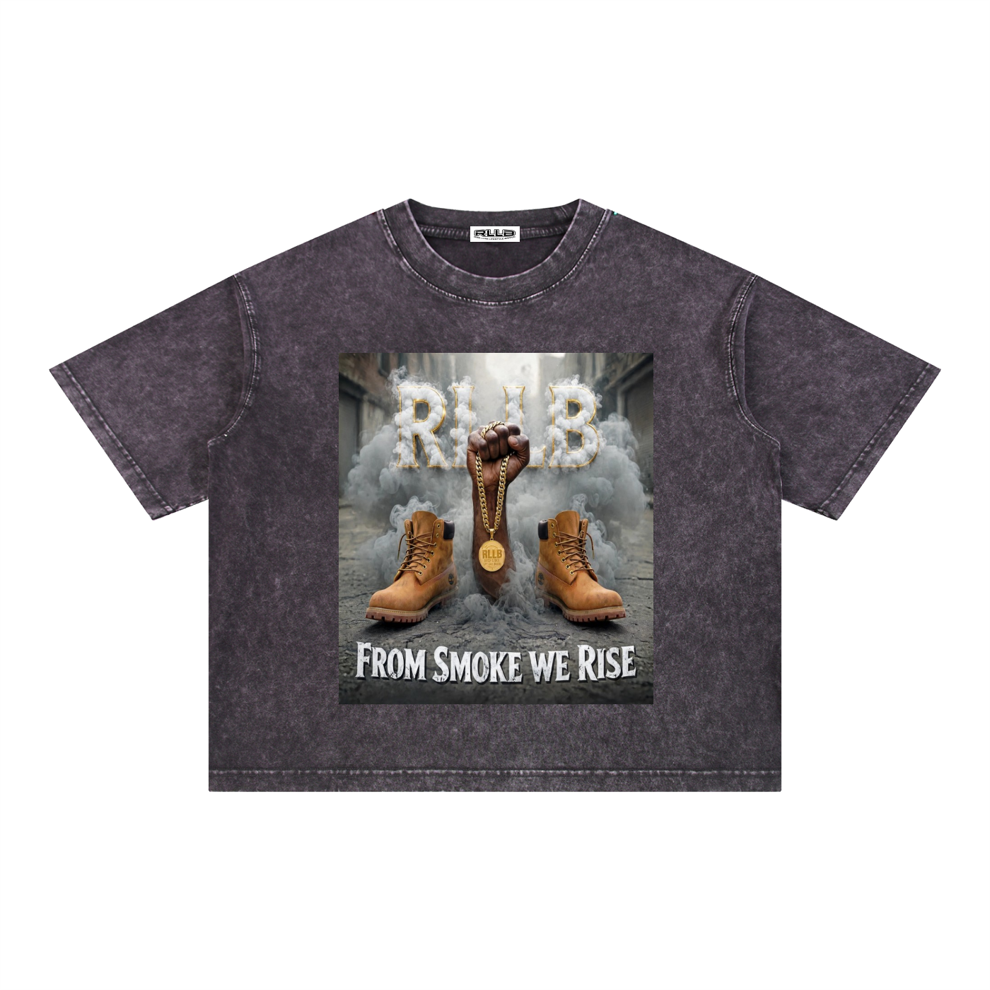 Rise Luxe From Smoke Fist Mineral Wash Boxy Cotton T-Shirt – Dark Gray | S–2XL