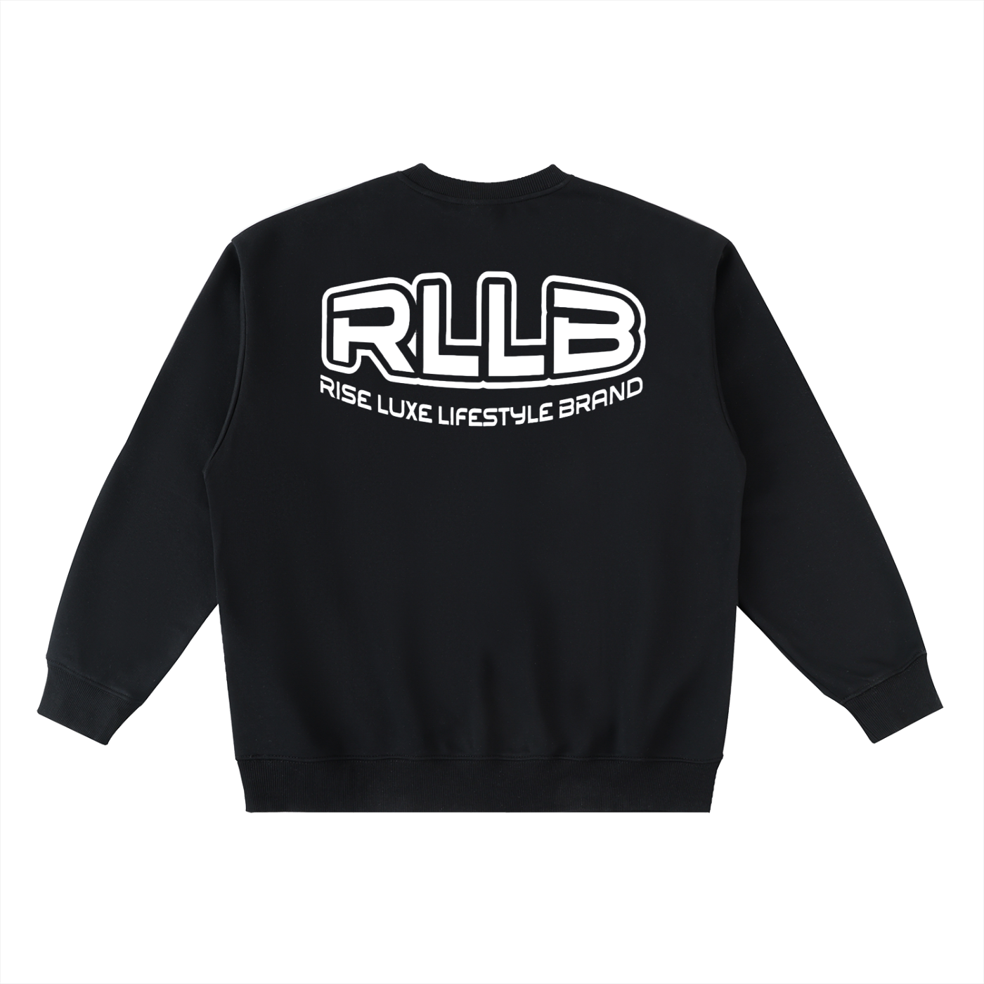 Rise Luxe Unisex Oversized Crewneck Taped Sweatshirt – Black Cotton Blend, S–3XL