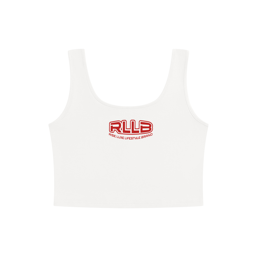 Rise Luxe Women's Cropped Tank Top – White Bodycon Sleeveless Rayon Blend, XS–L