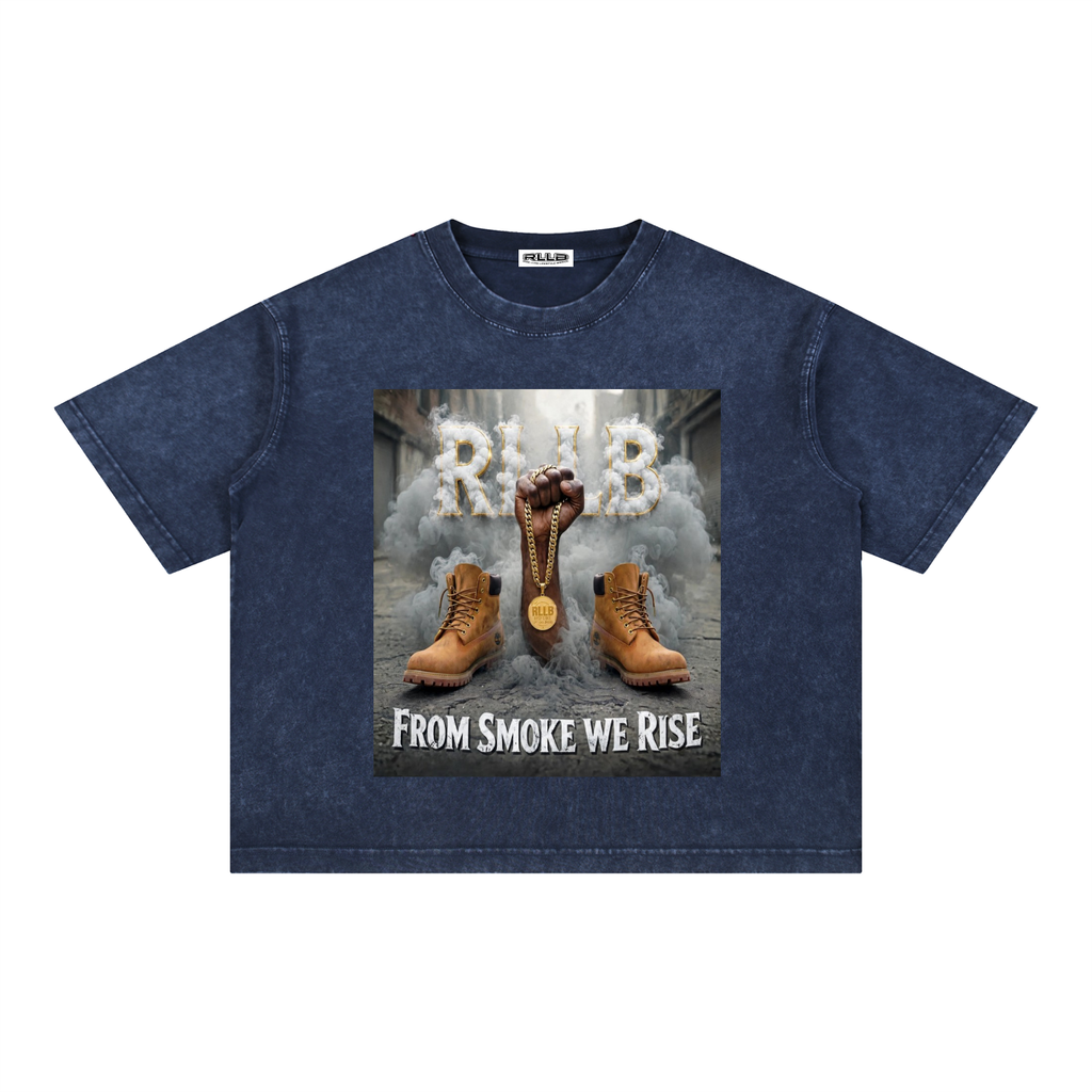 Rise Luxe From Smoke Fist Mineral Wash Boxy Cotton T-Shirt – Royal Blue | S–2XL