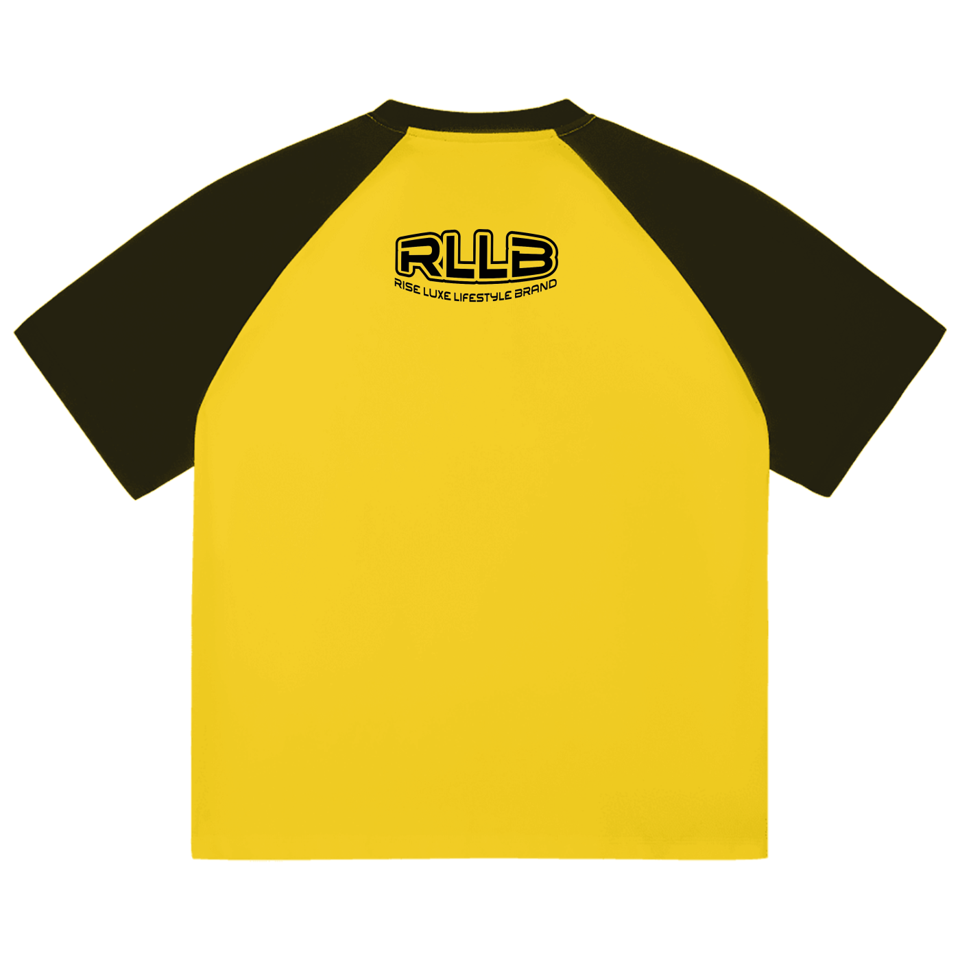 Rise Luxe Unisex Color-Blocked Raglan Sleeve T-Shirt – Yellow & Black Loose Fit, S–2XL