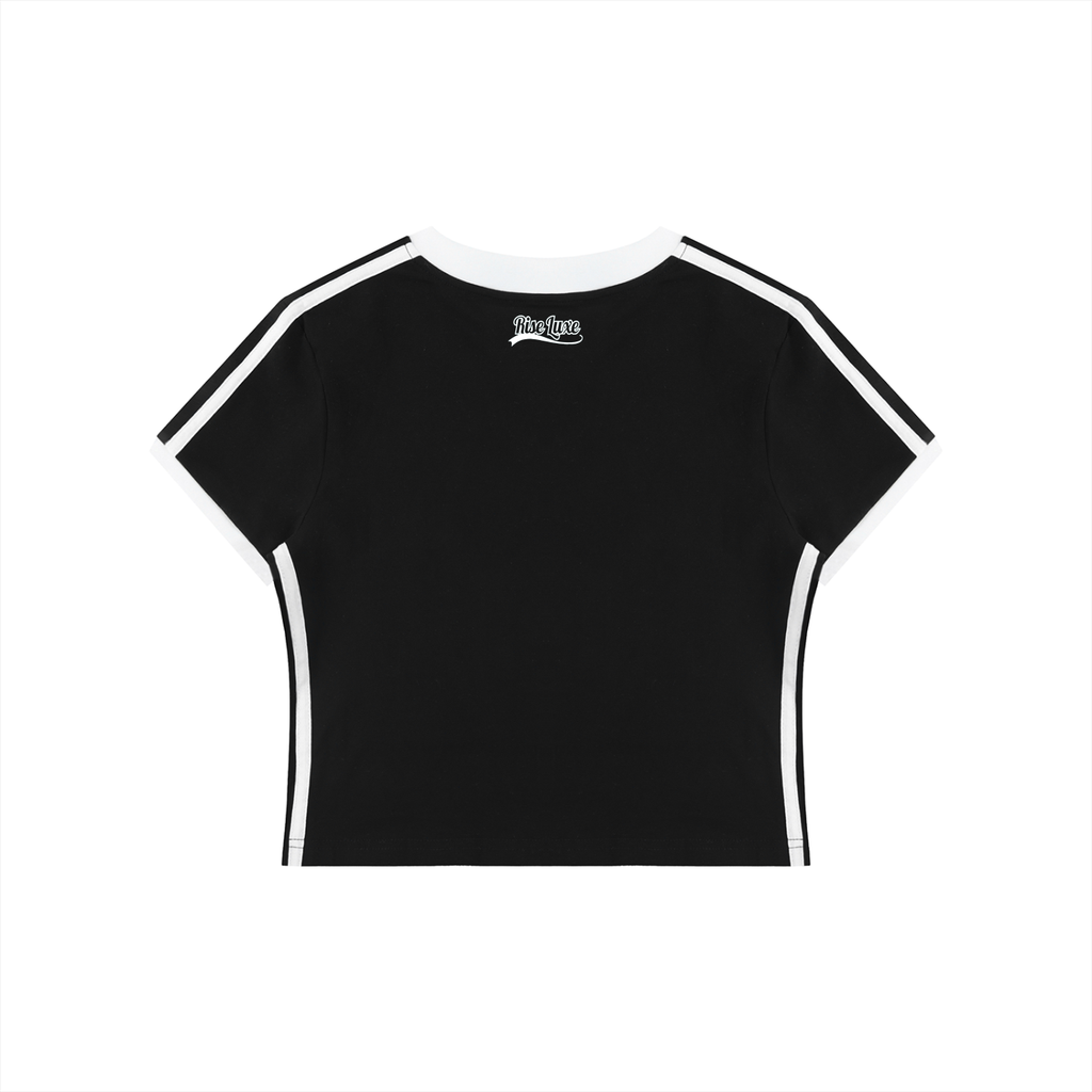 Rise Luxe Signature Women's Retro Binding V-Neck Crop T-Shirt (S-XL)