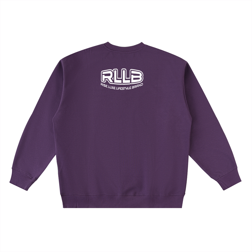 Rise Luxe Club Paradise Unisex Oversized Crewneck Sweatshirt – Purple Taped Cotton Blend, S–3XL