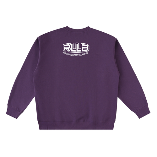 Rise Luxe Club Paradise Unisex Oversized Crewneck Sweatshirt – Purple Taped Cotton Blend, S–3XL