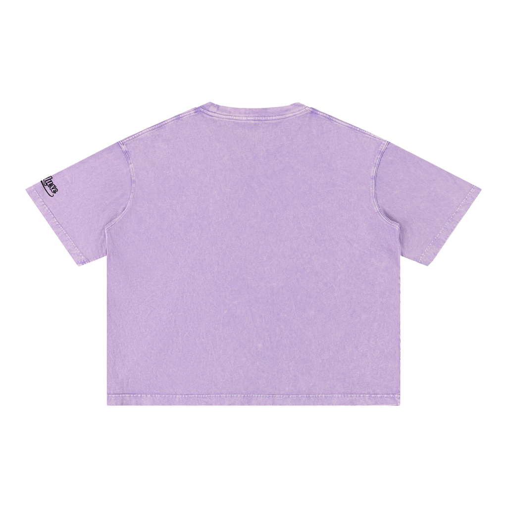 Rise Luxe From Smoke Concrete Rose Mineral Wash Boxy Cotton T-Shirt – Purple | S–2XL