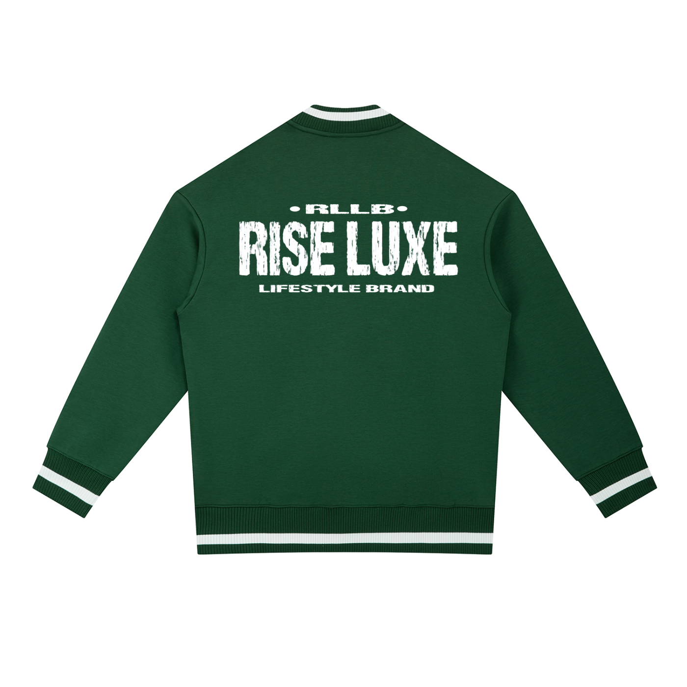 Rise Luxe Scripted Contrast Piping Zip Bomber Jacket (XS-2XL)