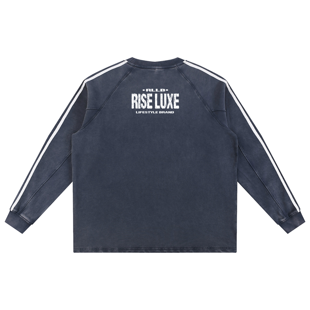 Branded Snow Washed Contrast Tape Sweatshirt (S - XL)
