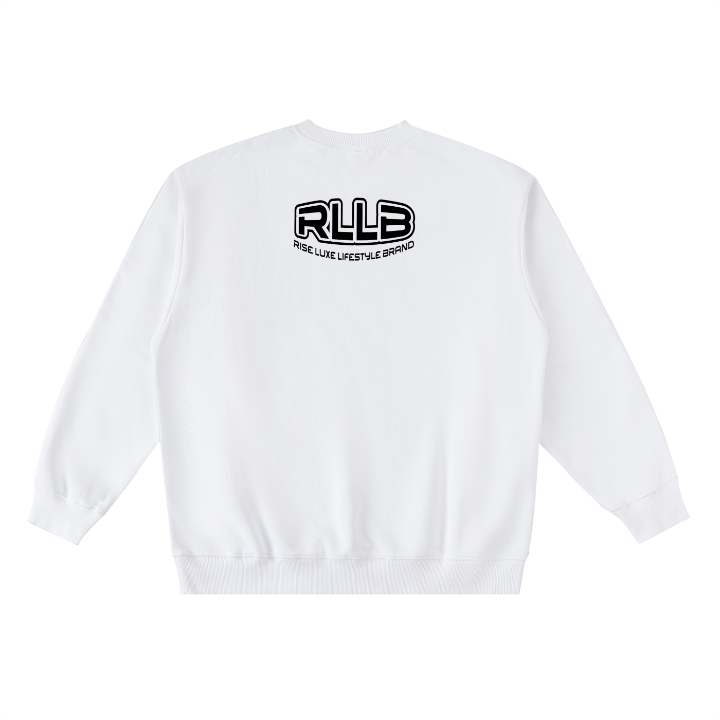Rise Luxe Unisex Oversized Crewneck Taped Sweatshirt – White Cotton Blend, S–3XL