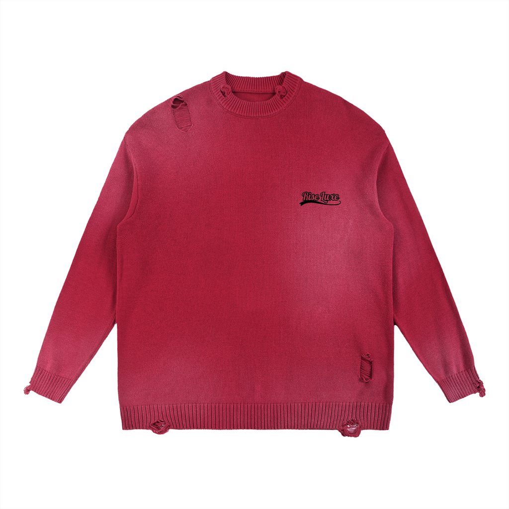 Sun Fade Distressed Ripped Crewneck Sweater (S - 2XL)