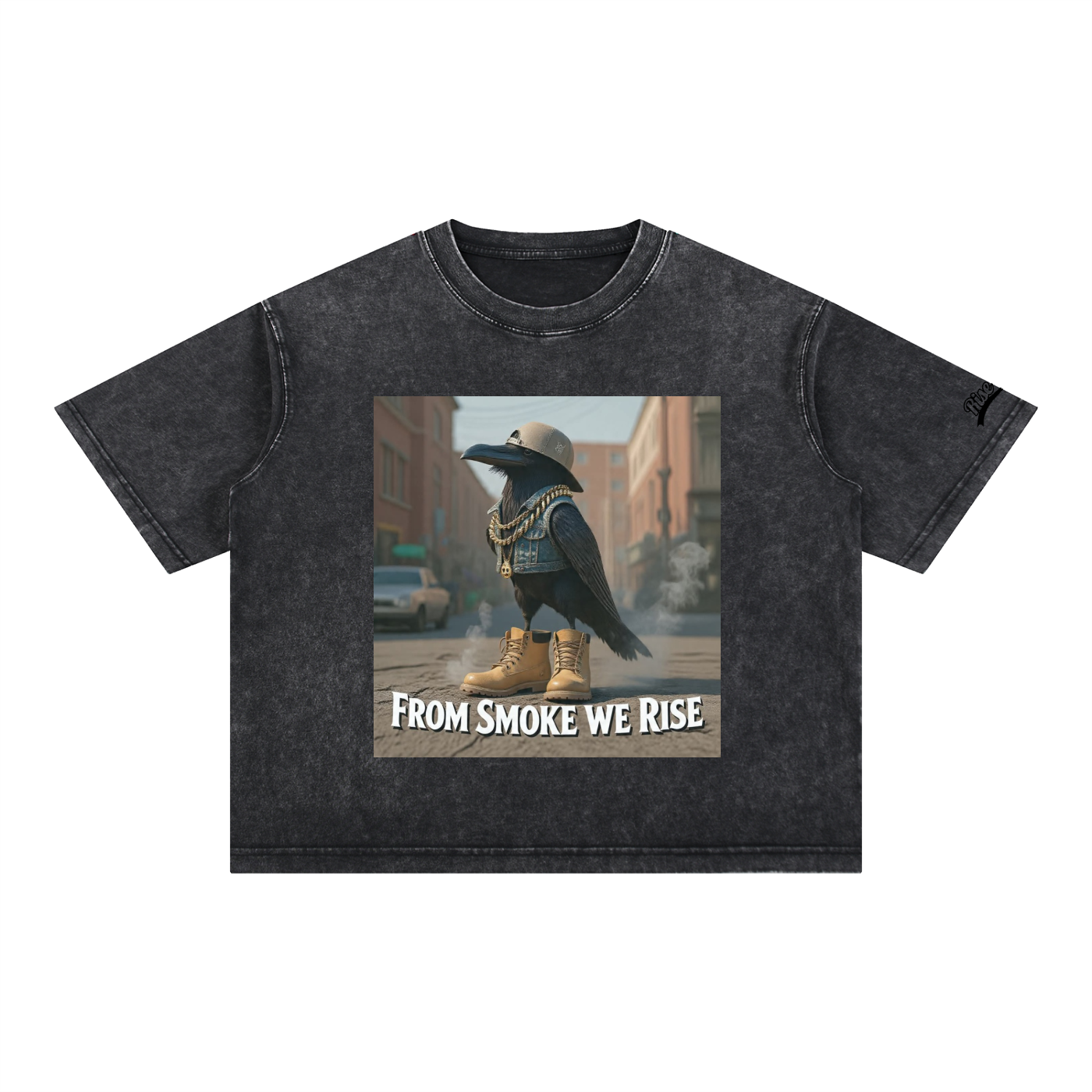 Rise Luxe From Smoke Raven Mineral Wash Boxy Cotton T-Shirt – Black | S–2XL