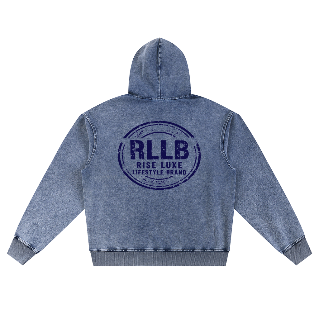 Rise Luxe Snow Wash Oversized Hoodie – Light Blue | Distressed Stamp | S–XL