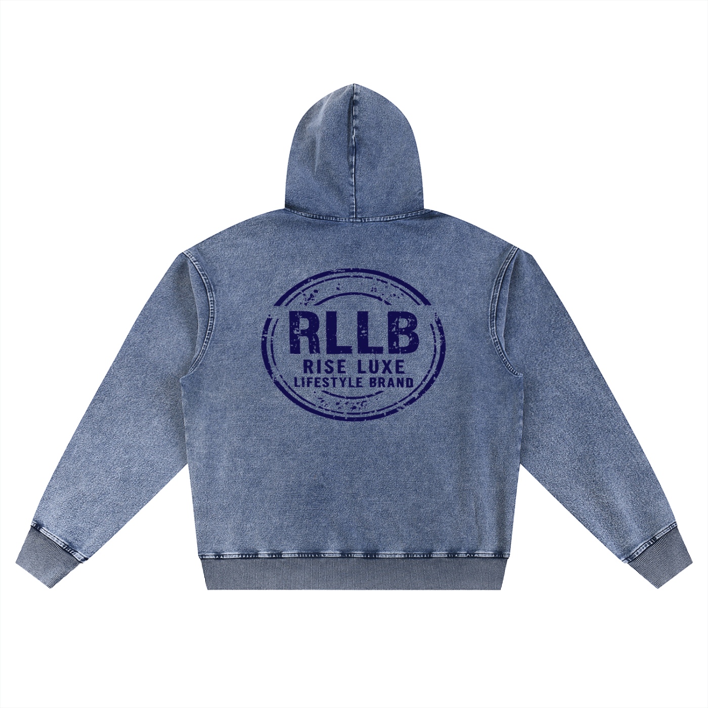 Rise Luxe Snow Wash Oversized Hoodie – Light Blue | Distressed Stamp | S–XL